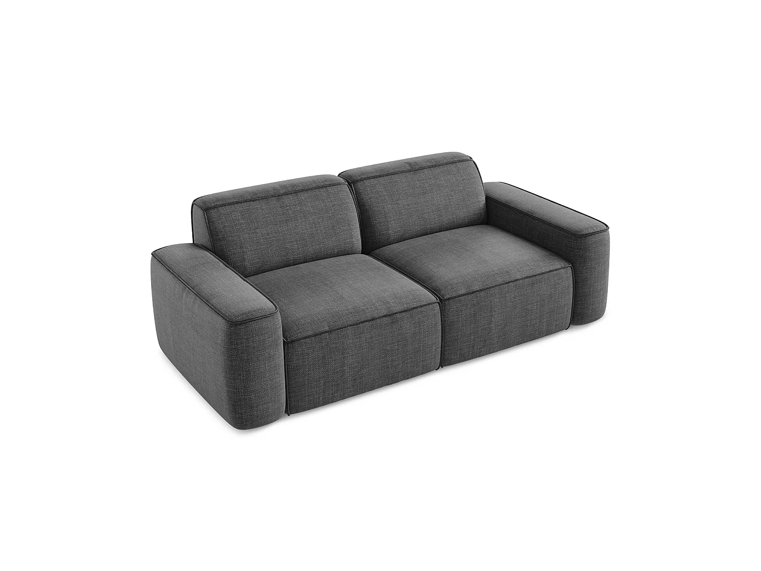 Modulares 3-Sitzer Sofa - - Strukturstoff - Dunkelgrau - MELISSA