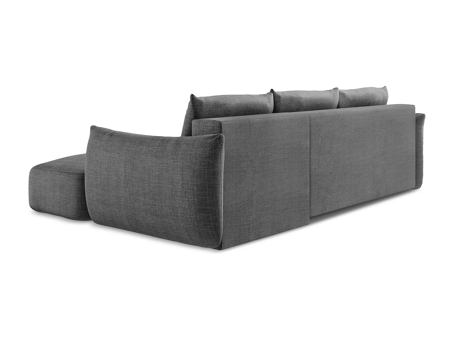 Canapé d'angle droit convertible en tissu texturé - gris foncé - LEILA