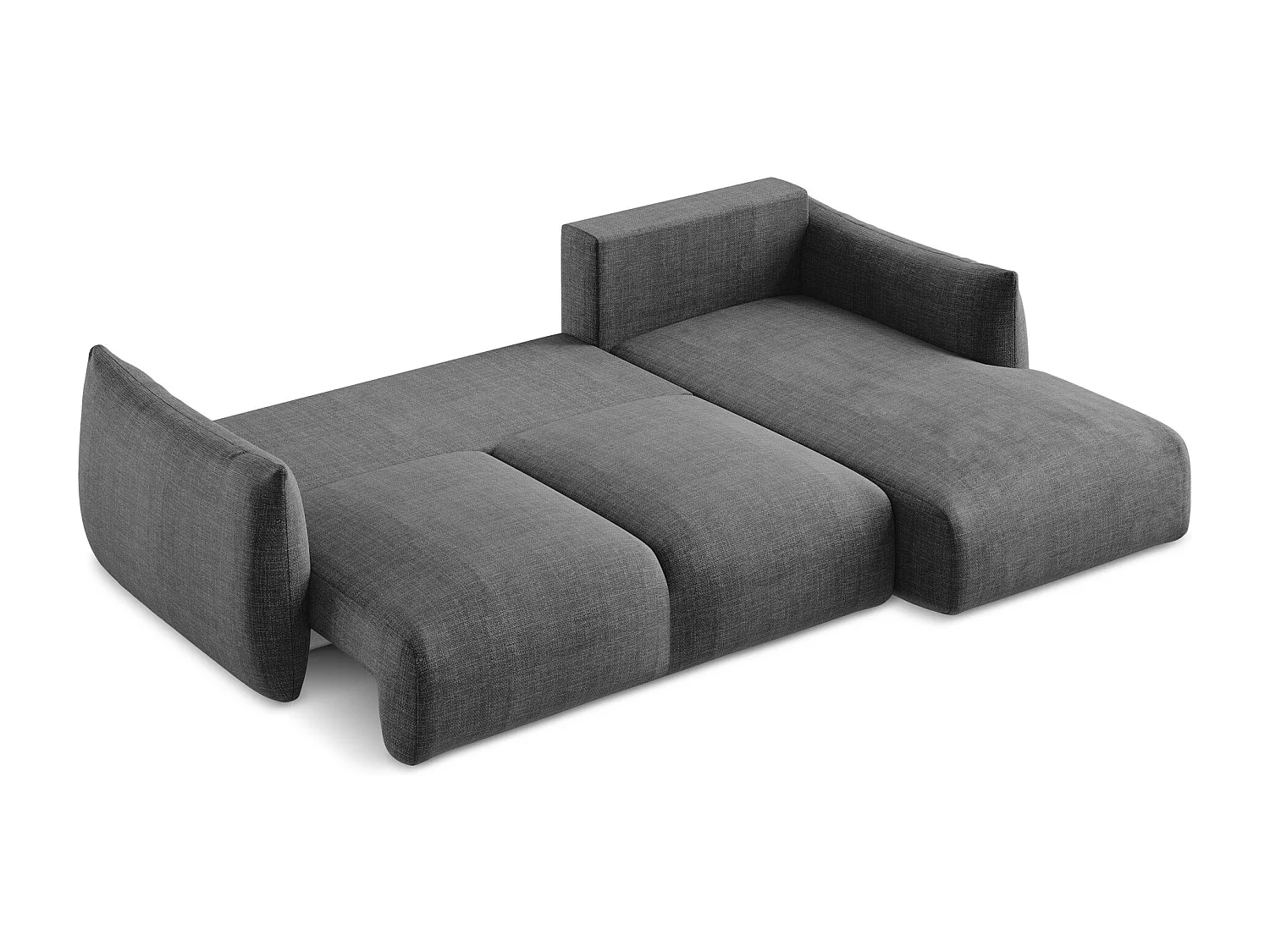 Canapé d'angle droit convertible en tissu texturé - gris foncé - LEILA