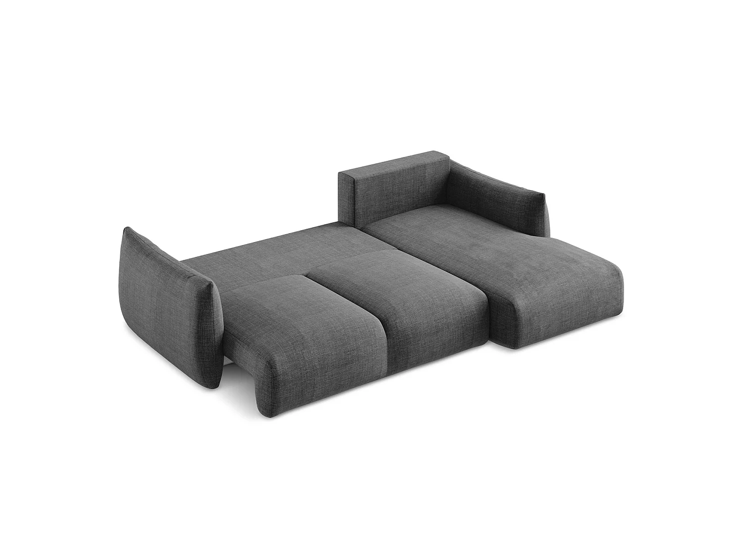 Canapé d'angle droit convertible en tissu texturé - gris foncé - SAVONA