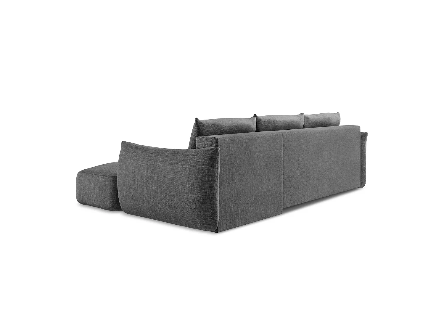 Canapé d'angle droit convertible en tissu texturé - gris foncé - SAVONA