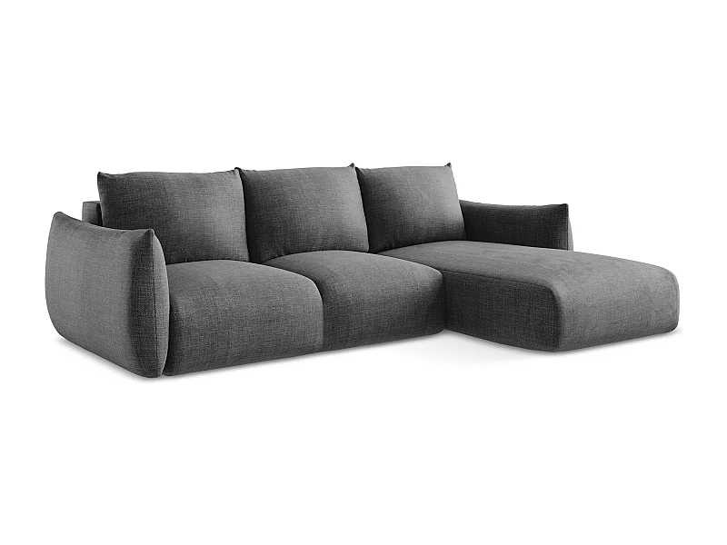 Ecksofa mit Schlaffunktion - Ecke Rechts - Strukturstoff - Dunkelgrau - LEILA