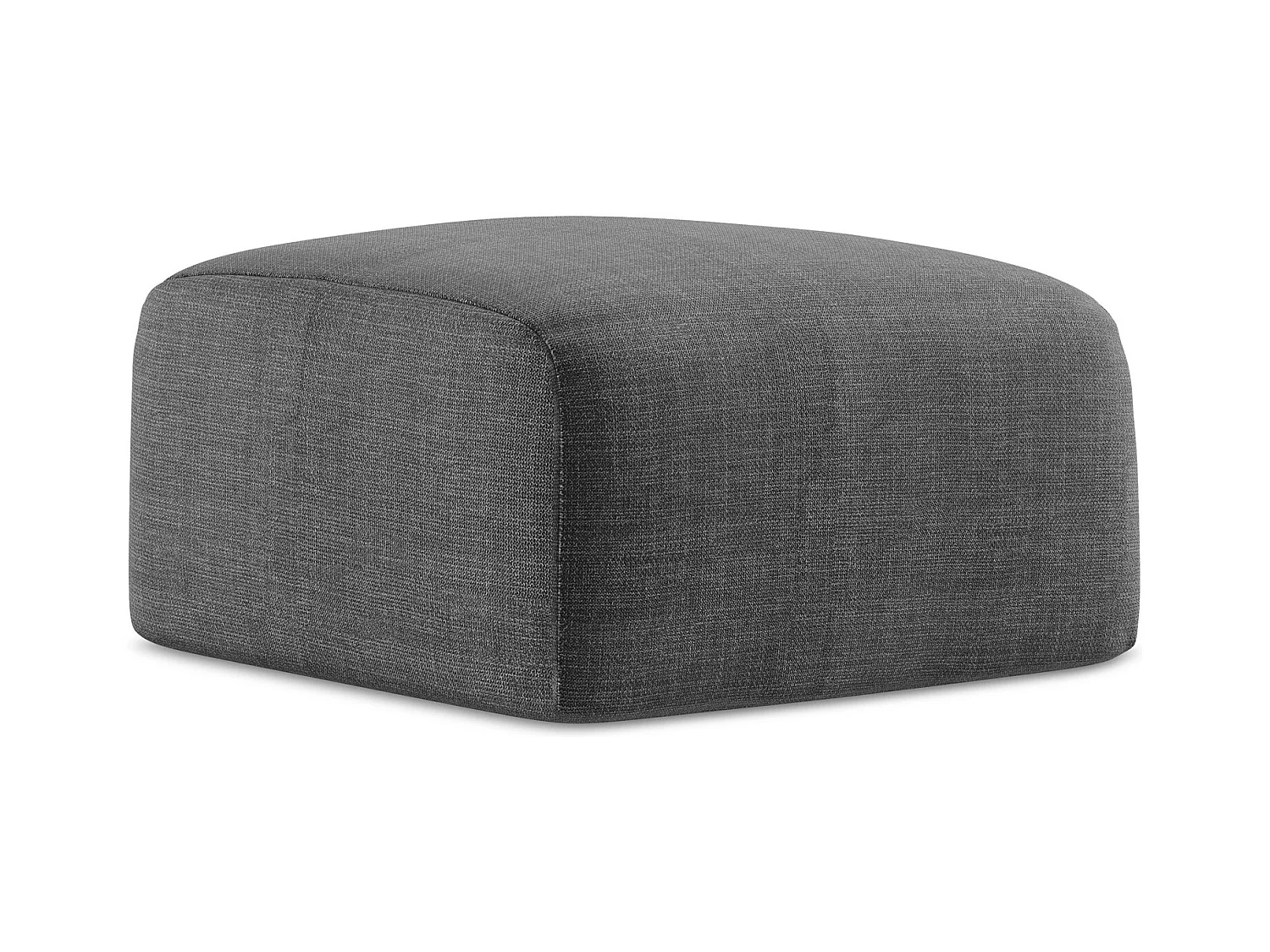 Pouf en tissu texturé - gris foncé - LEILA