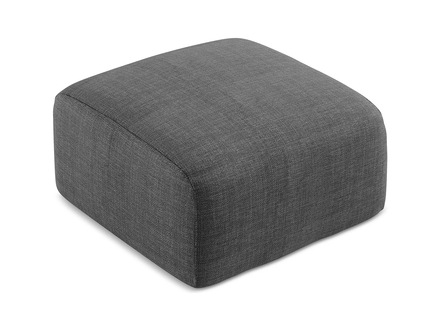 Pouf en tissu texturé - gris foncé - LEILA