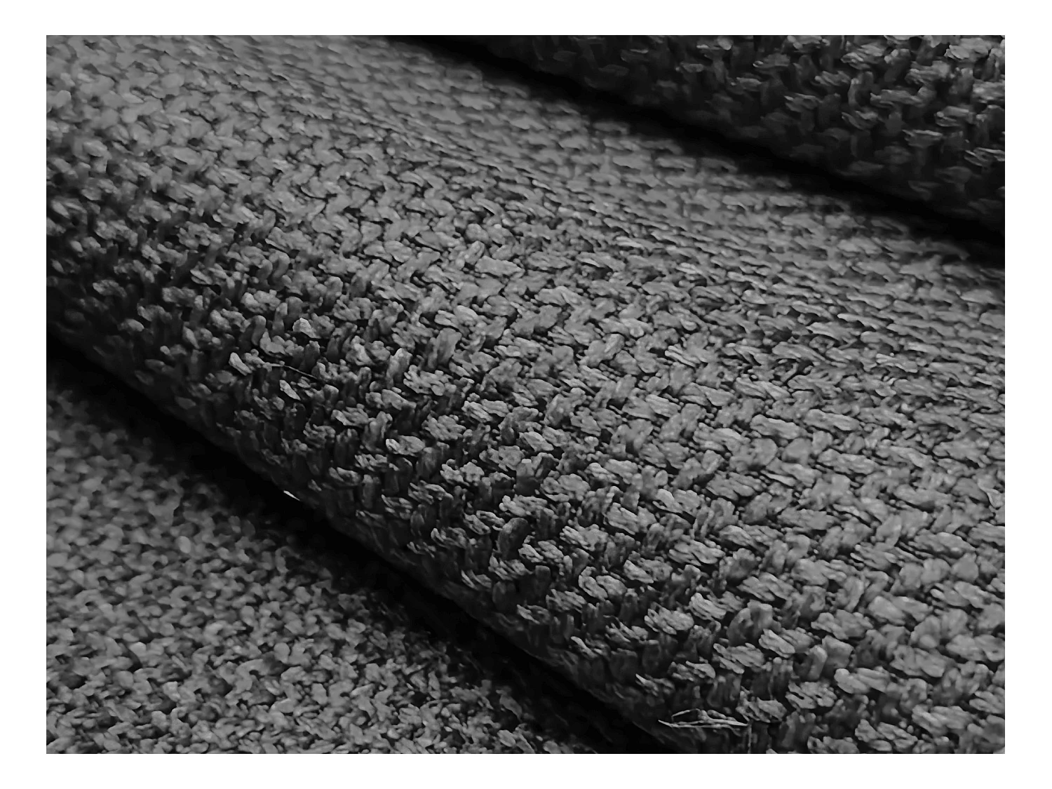 Pouf en tissu texturé - gris foncé - LEILA