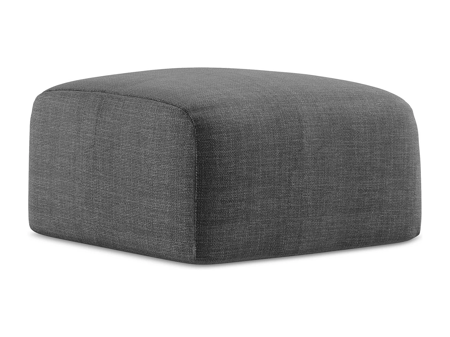 Pouf en tissu texturé - gris foncé - LEILA
