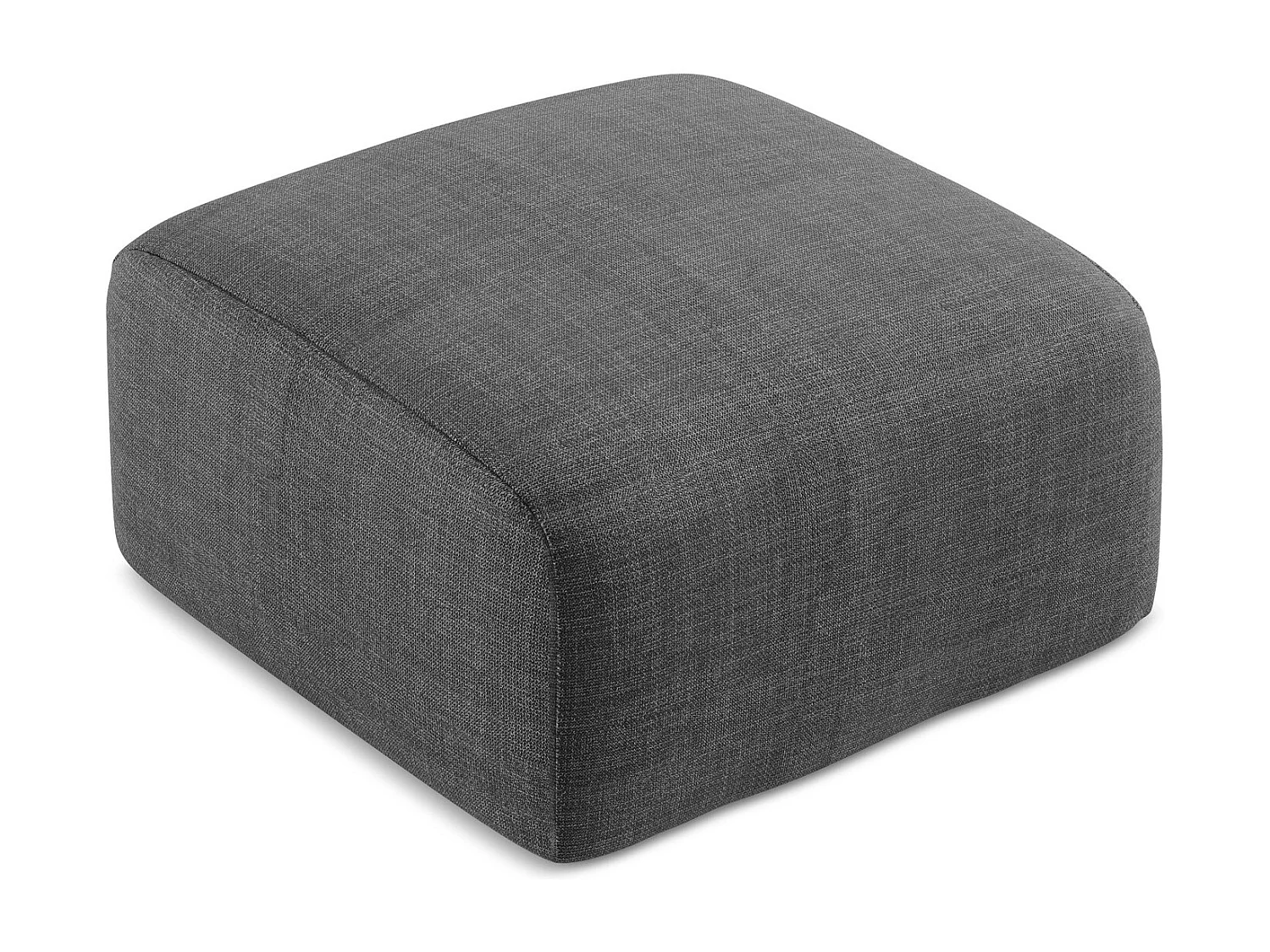 Pouf en tissu texturé - gris foncé - LEILA