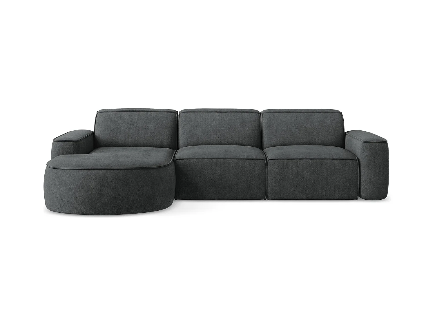 Canapé d'angle 3 places modulaire gauche en tissu chenille - gris foncé - OMAO