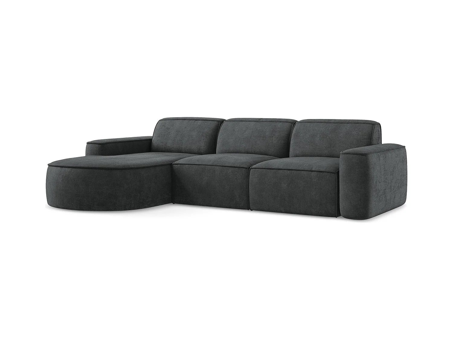 3-Sitzer Modulares Ecksofa - Ecke Links - Chenille - Dunkelgrau - OMAO