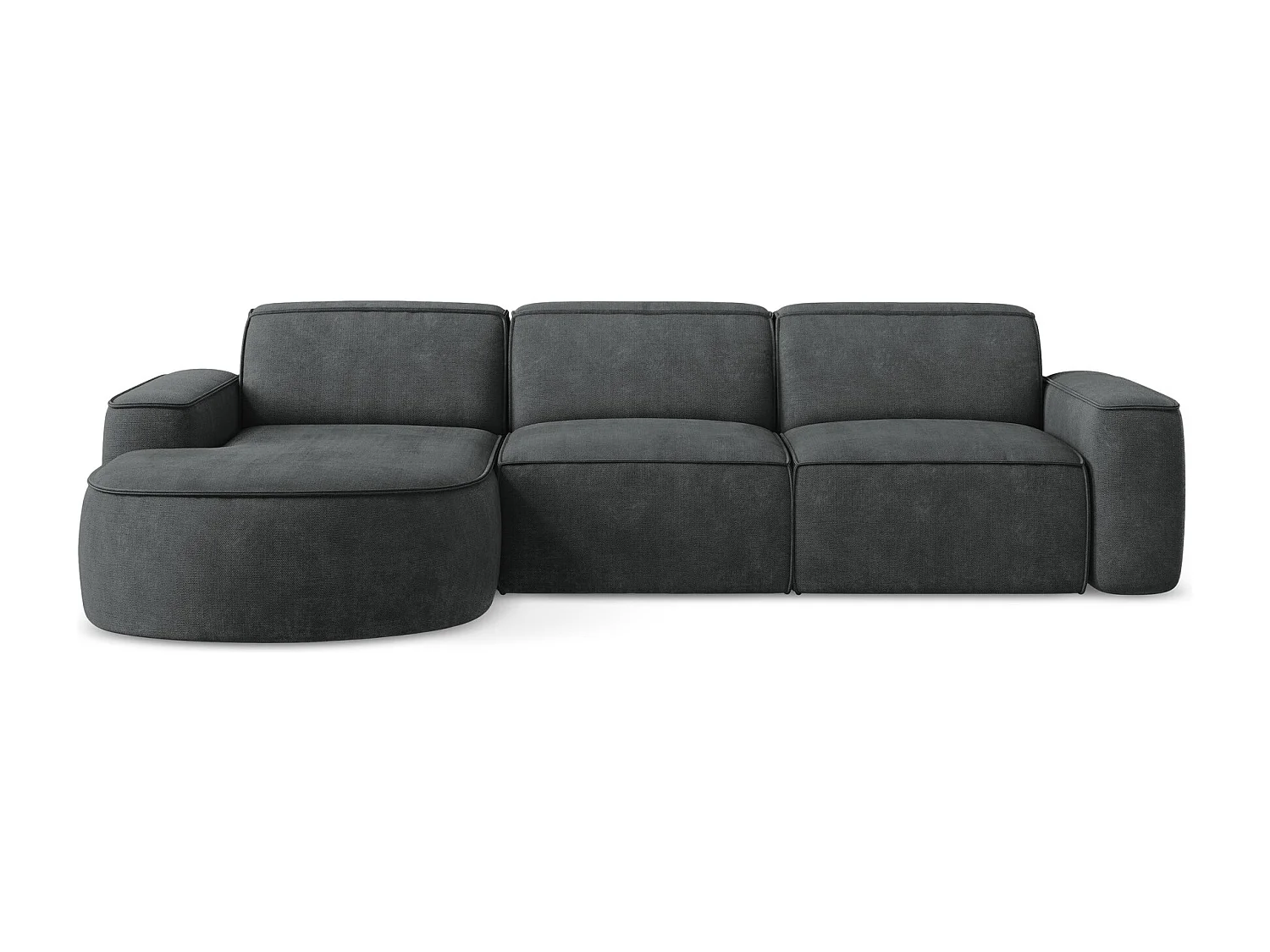 Modulaire hoekbank links van donkergrijs chenille stof - OMAO