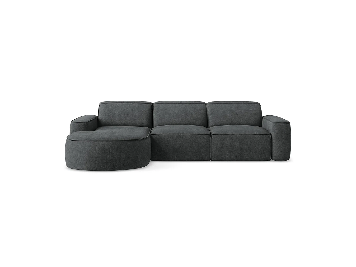 Canapé d'angle 3 places modulaire gauche en tissu chenille - gris foncé - MELISSA
