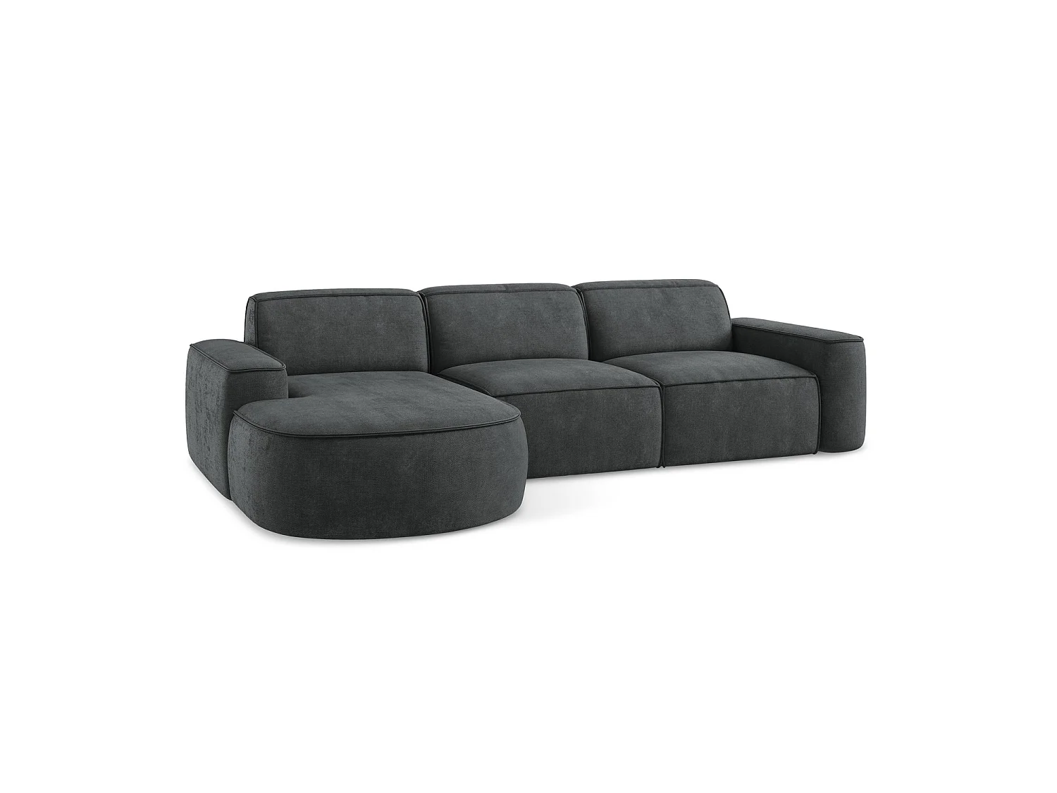Canapé d'angle 3 places modulaire gauche en tissu chenille - gris foncé - MELISSA