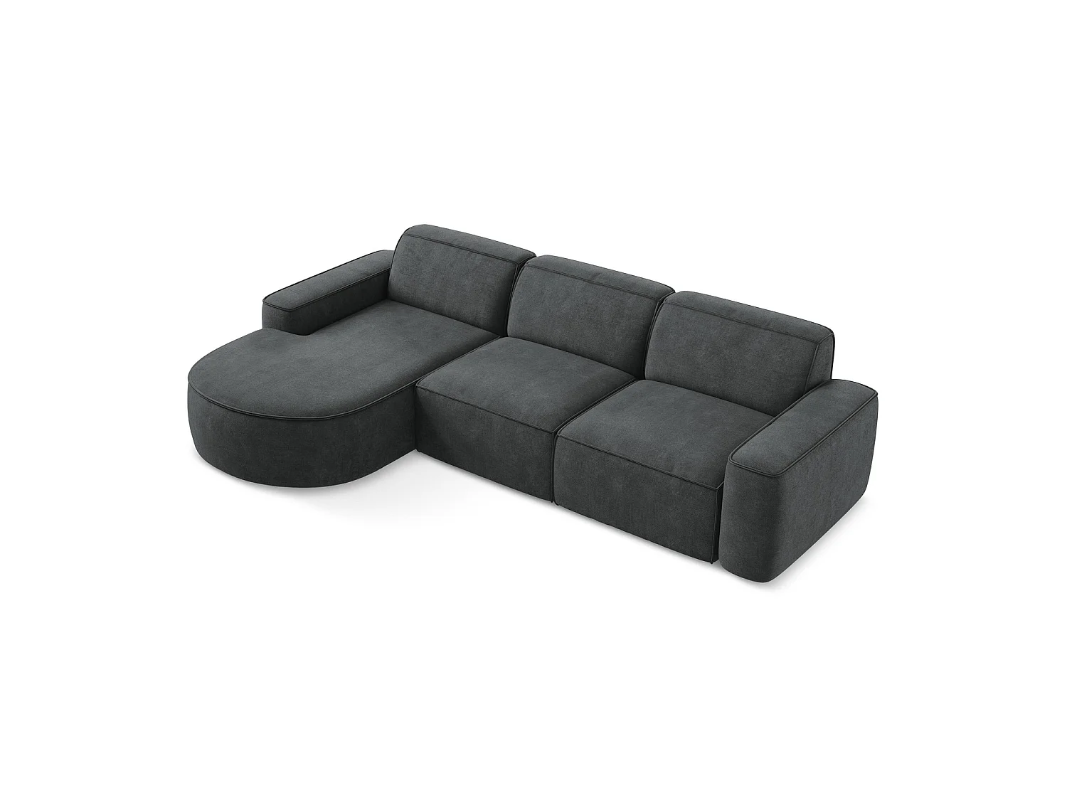 Canapé d'angle 3 places modulaire gauche en tissu chenille - gris foncé - MELISSA