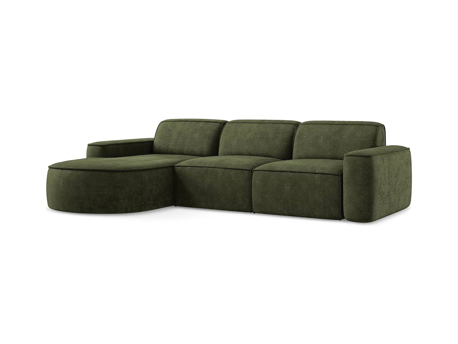 3-Sitzer Modulares Ecksofa - Ecke Links - Chenille - Olive - OMAO