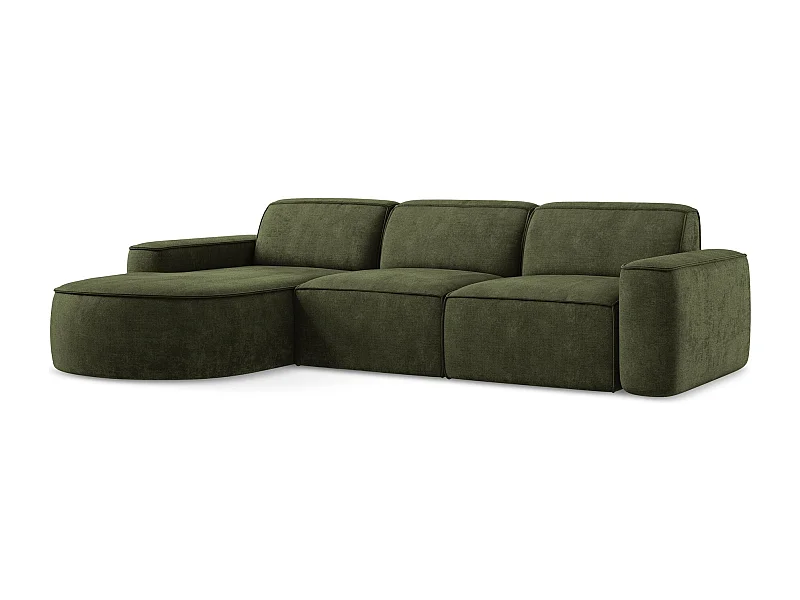 3-Sitzer Modulares Ecksofa - Ecke Links - Chenille - Olive - OMAO