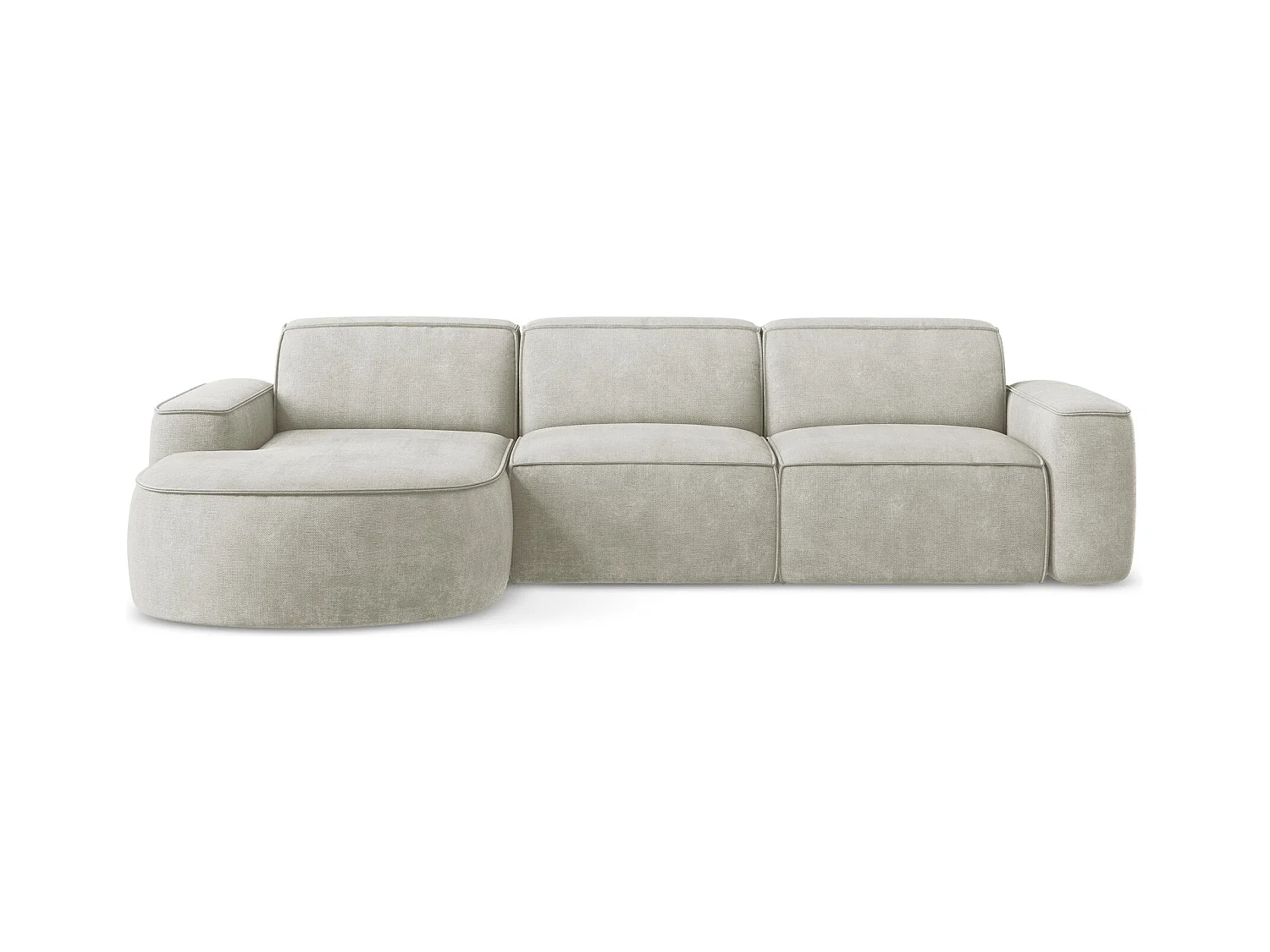 Canapé d'angle 3 places modulaire gauche en tissu chenille - perle - OMAO