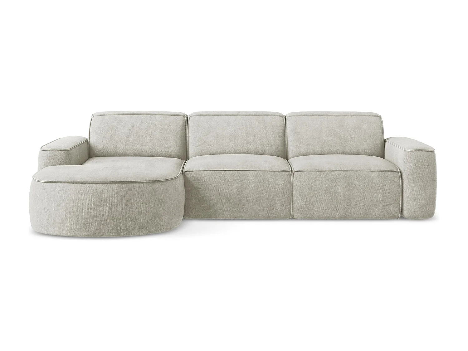 Modulaire hoekbank links van parel chenille stof - OMAO