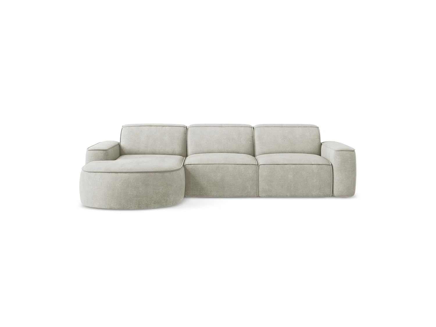 Modulaire hoekbank links van parel chenille stof - MELISSA