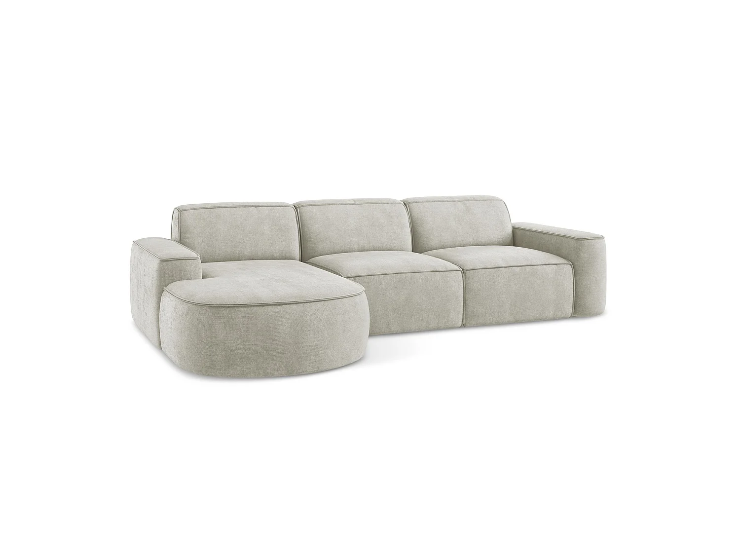 Modulaire hoekbank links van parel chenille stof - MELISSA