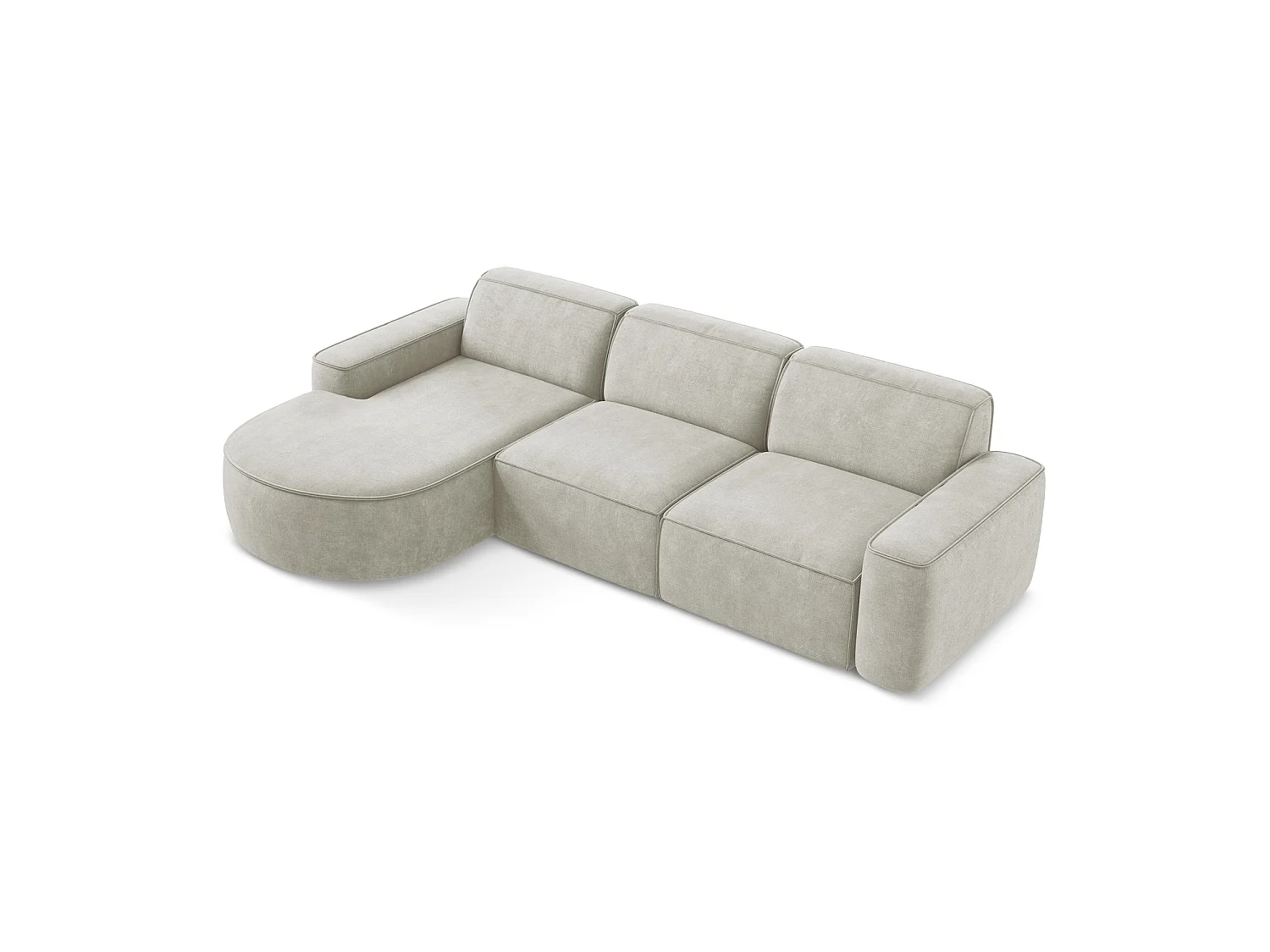 Modulaire hoekbank links van parel chenille stof - MELISSA