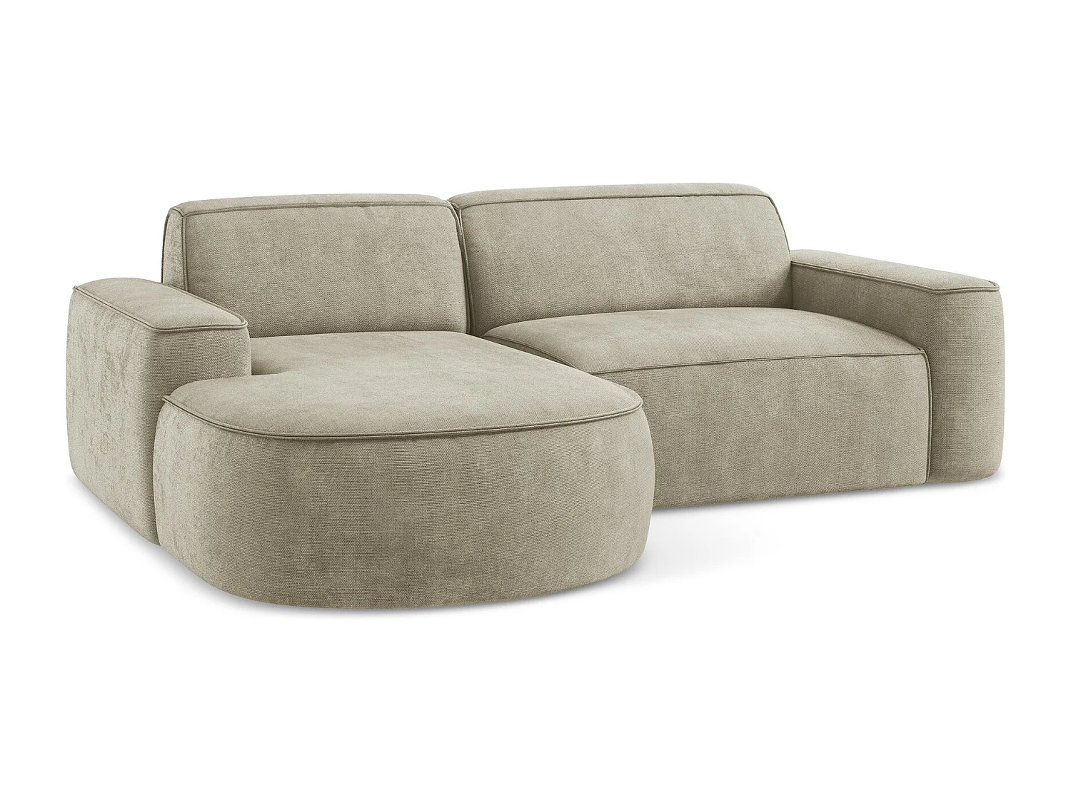 Canapé d'angle 2,5 places modulaire gauche en tissu chenille - beige - OMAO