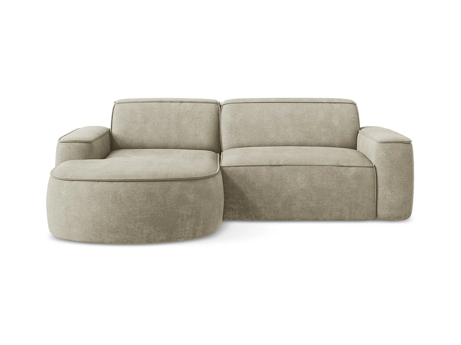 Canapé d'angle 2,5 places modulaire gauche en tissu chenille - beige - OMAO