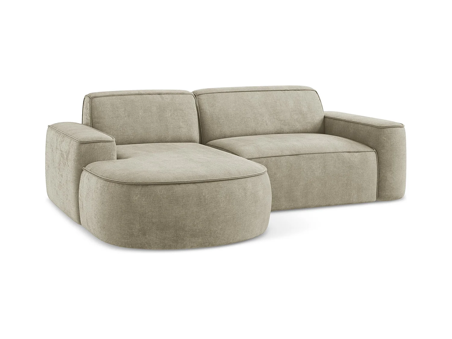 Canapé d'angle 2,5 places modulaire gauche en tissu chenille - beige - OMAO