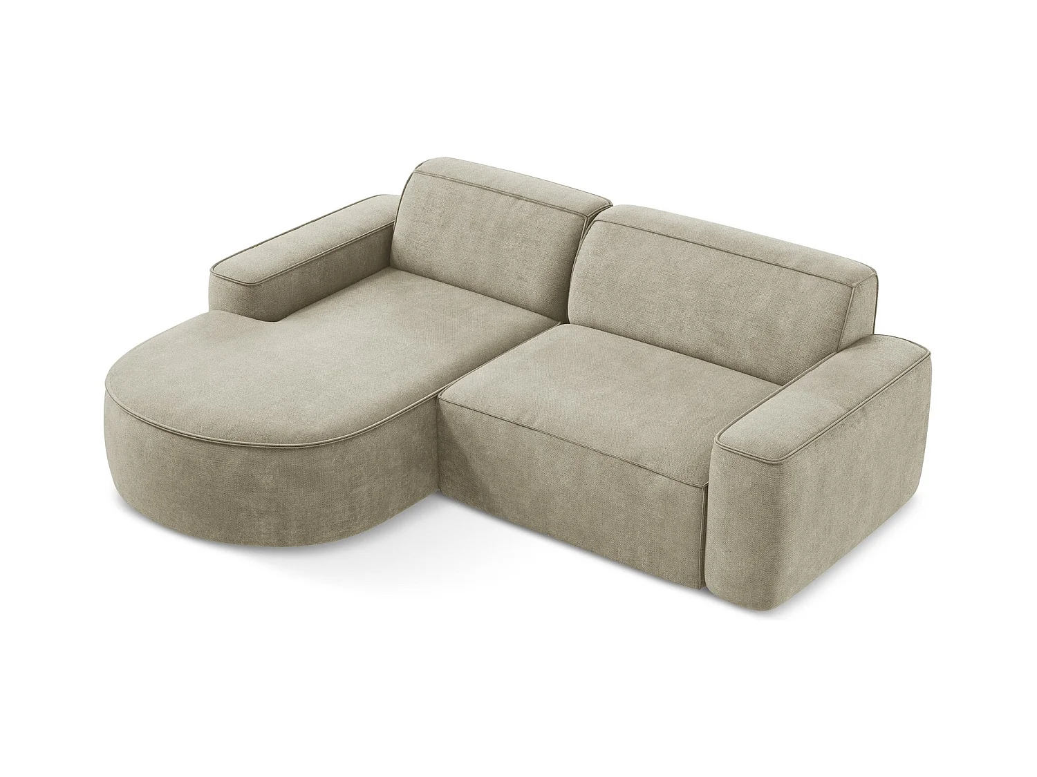 Canapé d'angle 2,5 places modulaire gauche en tissu chenille - beige - OMAO