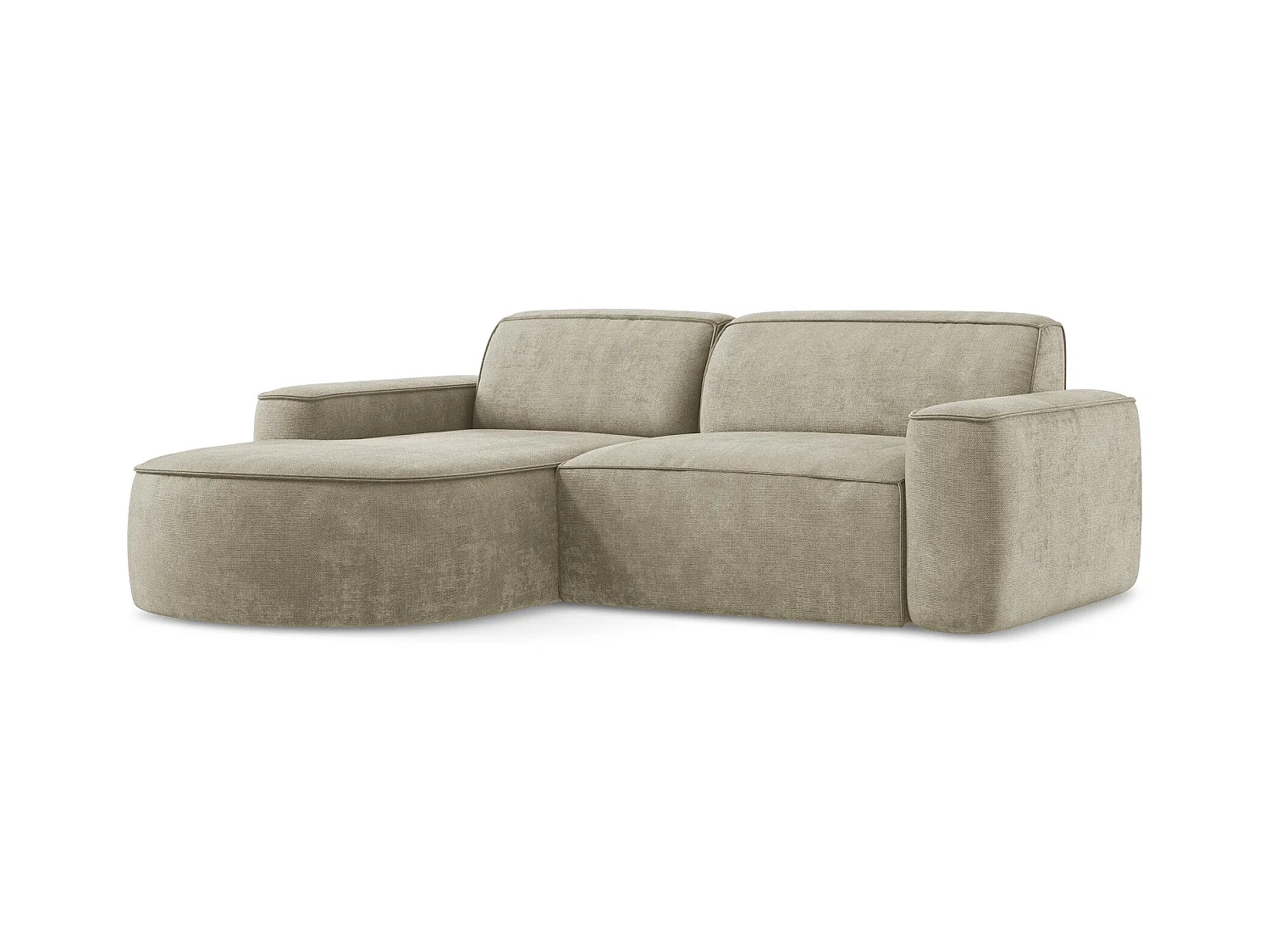 Canapé d'angle 2,5 places modulaire gauche en tissu chenille - beige - OMAO