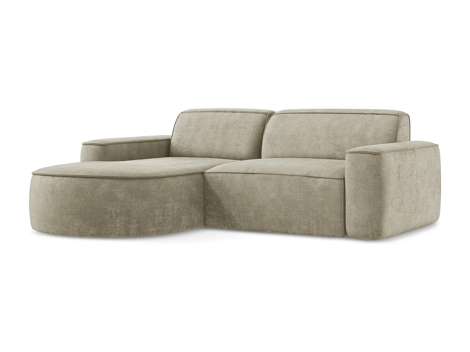 Canapé d'angle 2,5 places modulaire gauche en tissu chenille - beige - OMAO