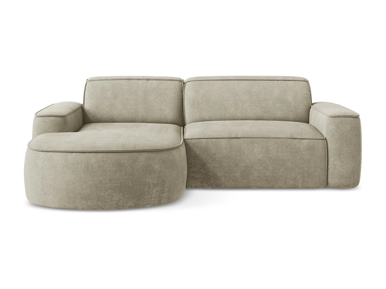 Canapé d'angle 2,5 places modulaire gauche en tissu chenille - beige - OMAO