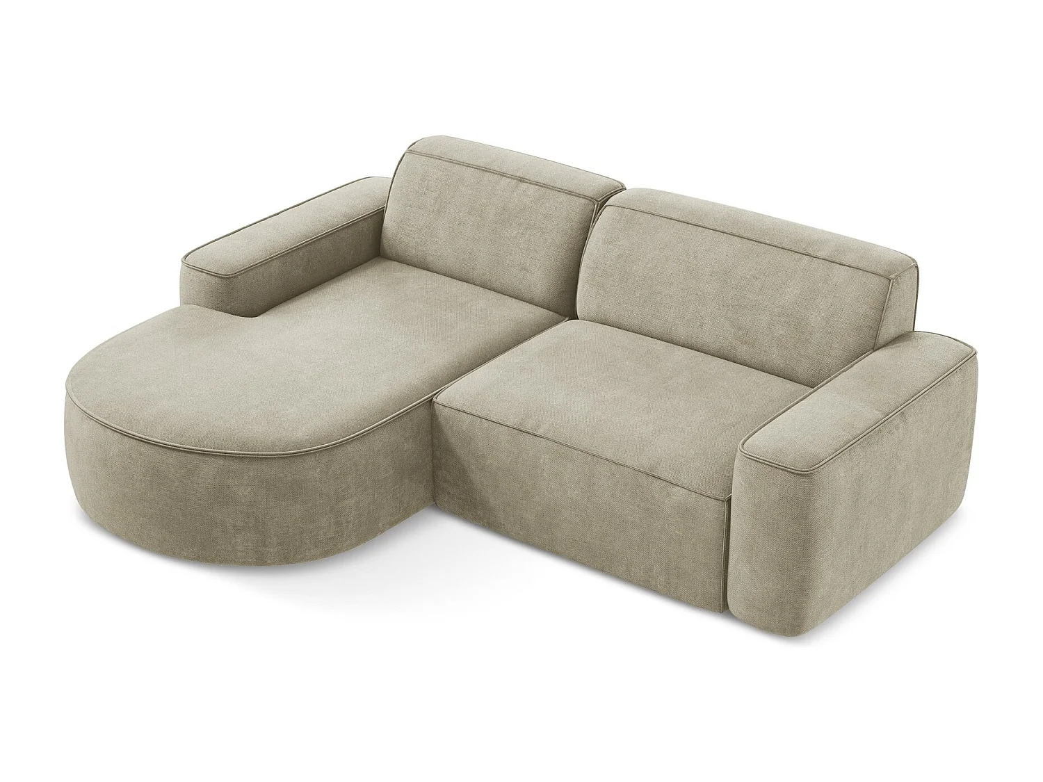 Canapé d'angle 2,5 places modulaire gauche en tissu chenille - beige - OMAO