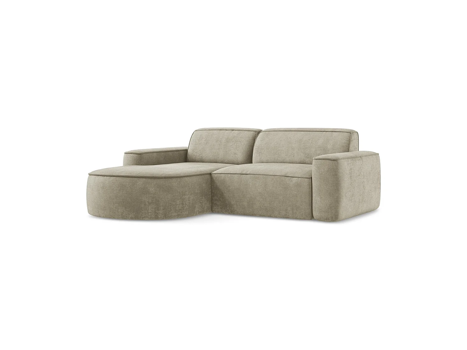 Canapé d'angle 2,5 places modulaire gauche en tissu chenille - beige - MELISSA