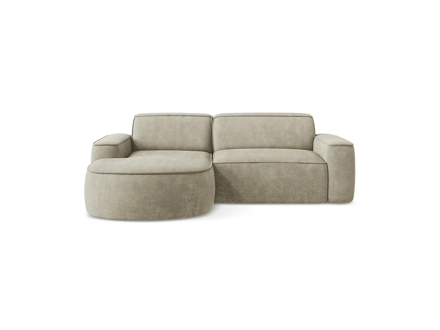 Canapé d'angle 2,5 places modulaire gauche en tissu chenille - beige - MELISSA