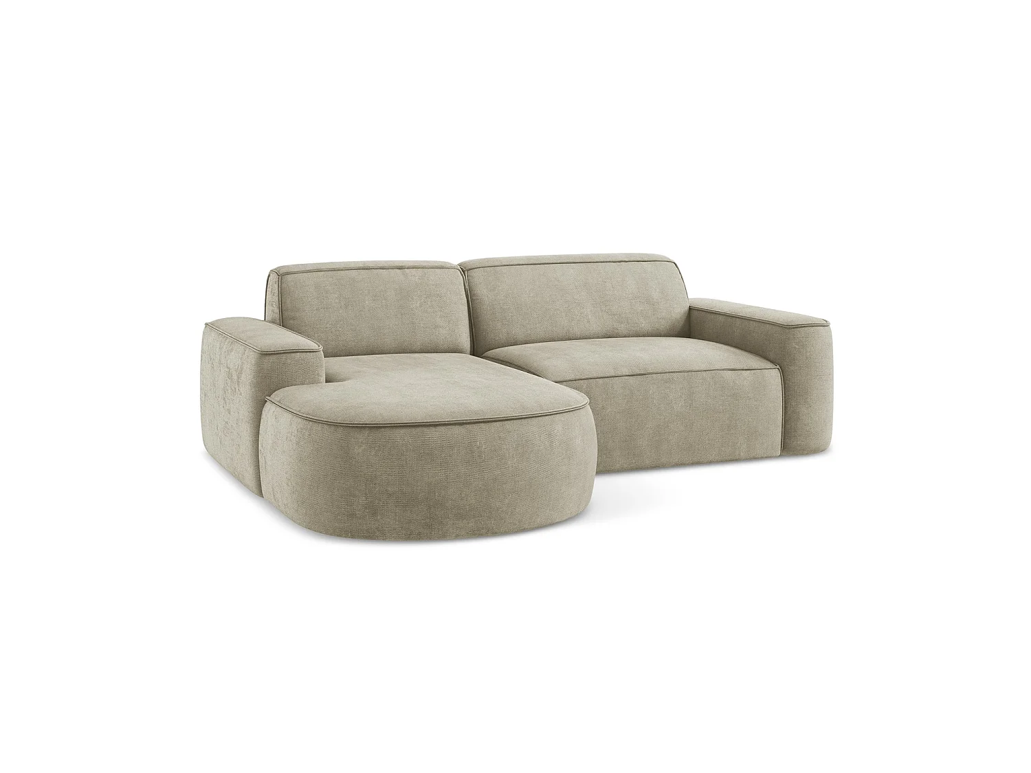 Canapé d'angle 2,5 places modulaire gauche en tissu chenille - beige - MELISSA