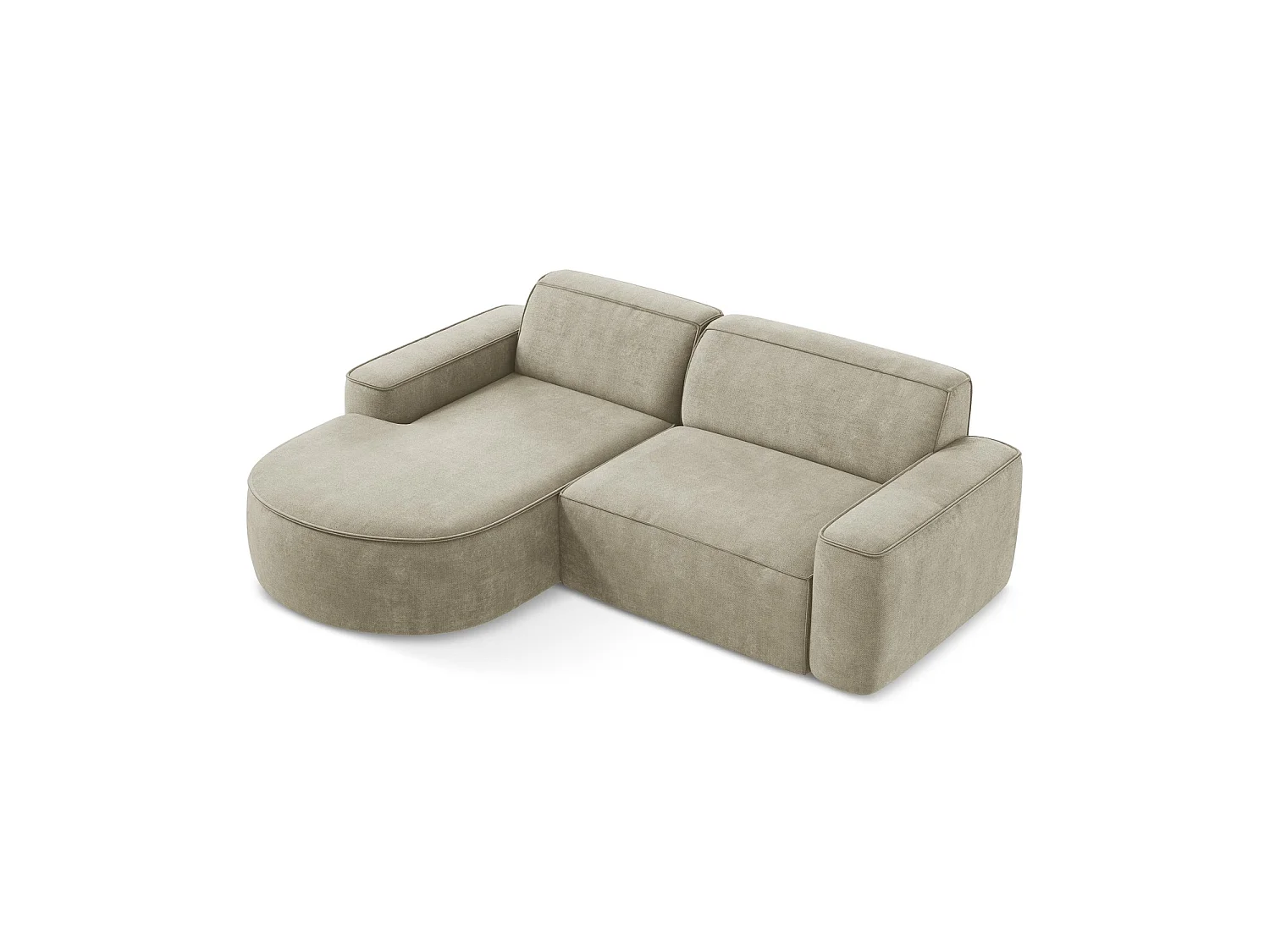 Canapé d'angle 2,5 places modulaire gauche en tissu chenille - beige - MELISSA