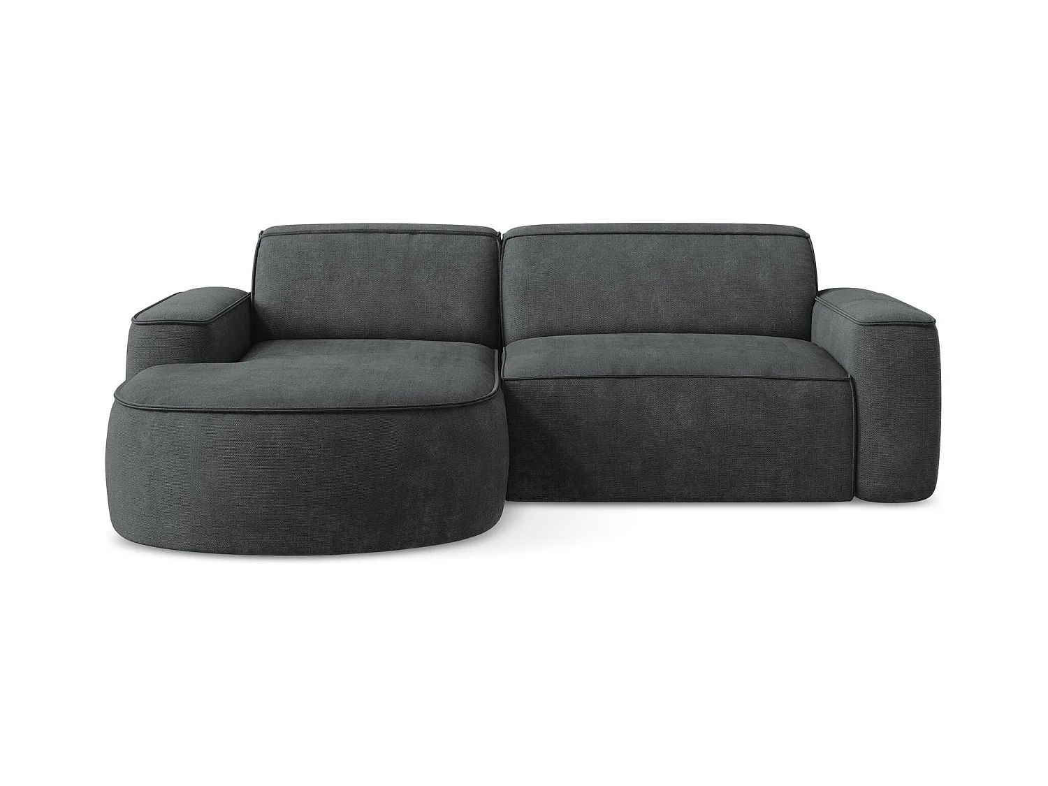 Canapé d'angle 2,5 places modulaire gauche en tissu chenille - gris foncé - OMAO