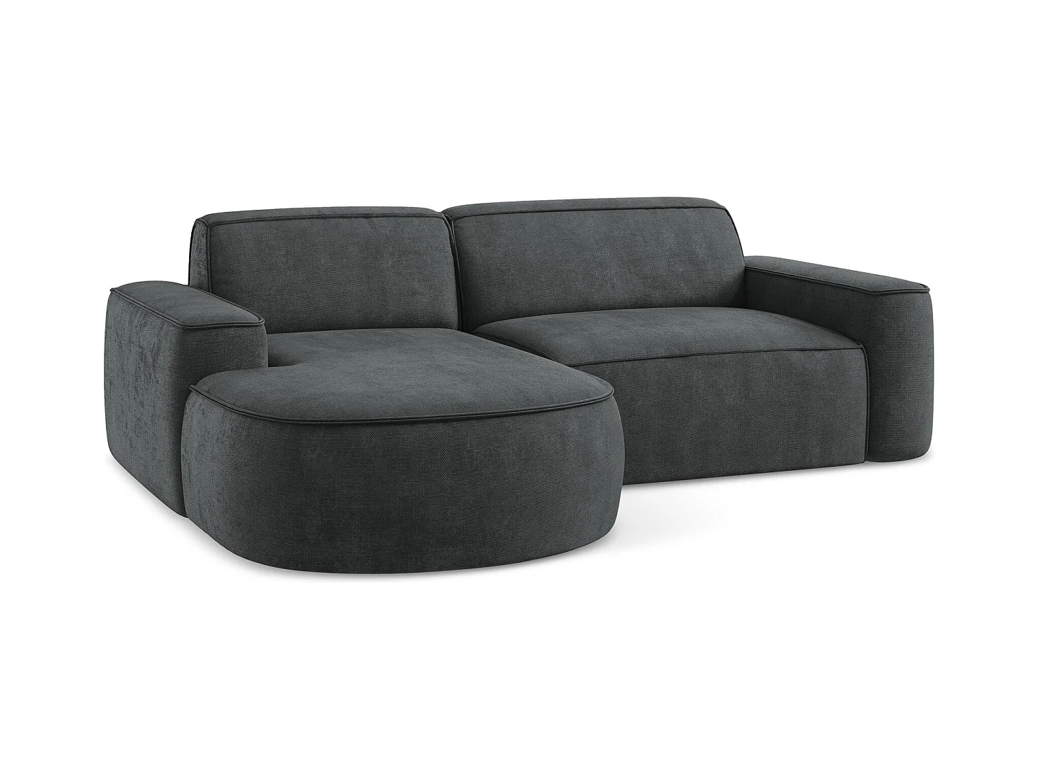 Canapé d'angle 2,5 places modulaire gauche en tissu chenille - gris foncé - OMAO