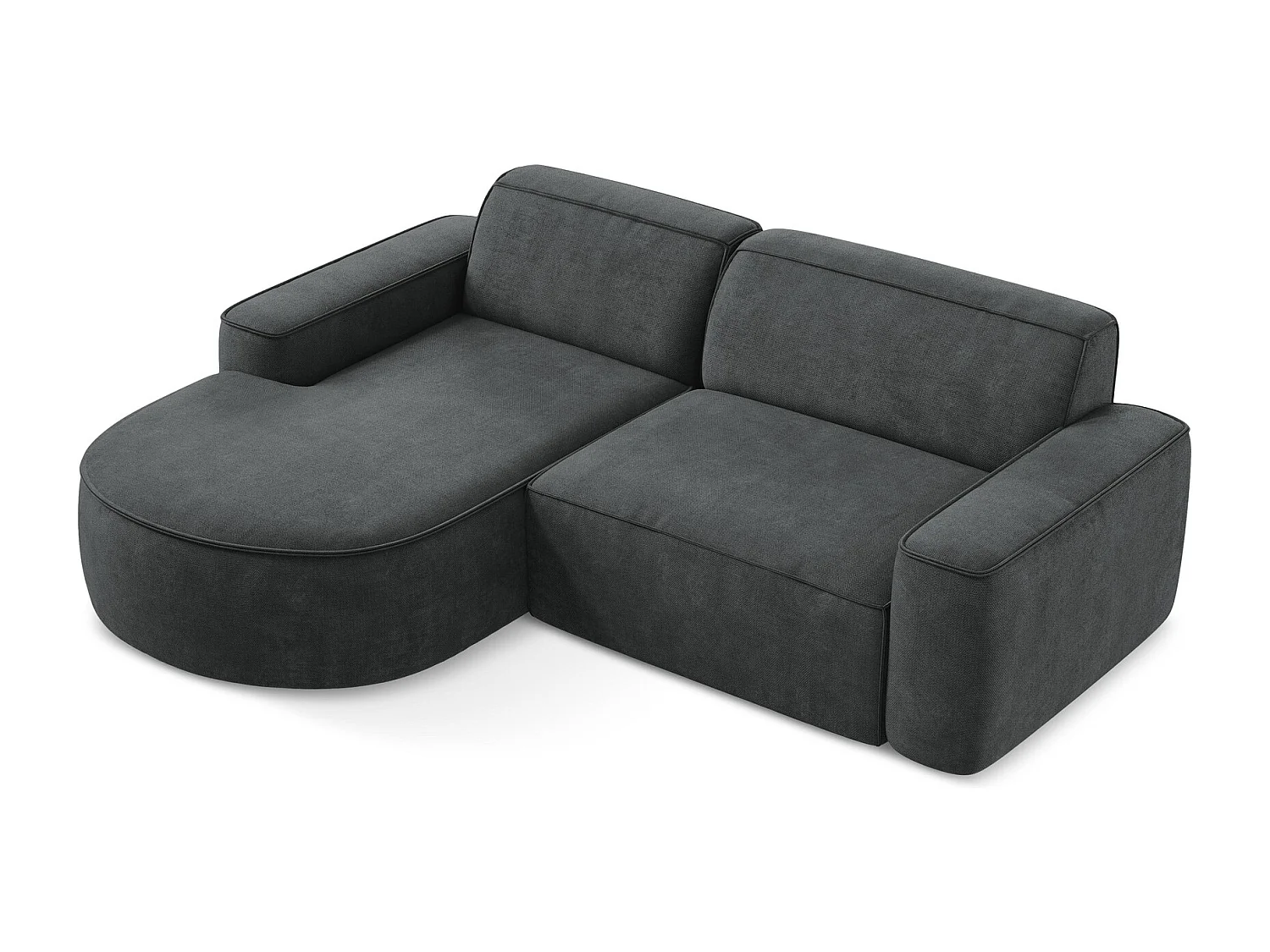 Canapé d'angle 2,5 places modulaire gauche en tissu chenille - gris foncé - OMAO