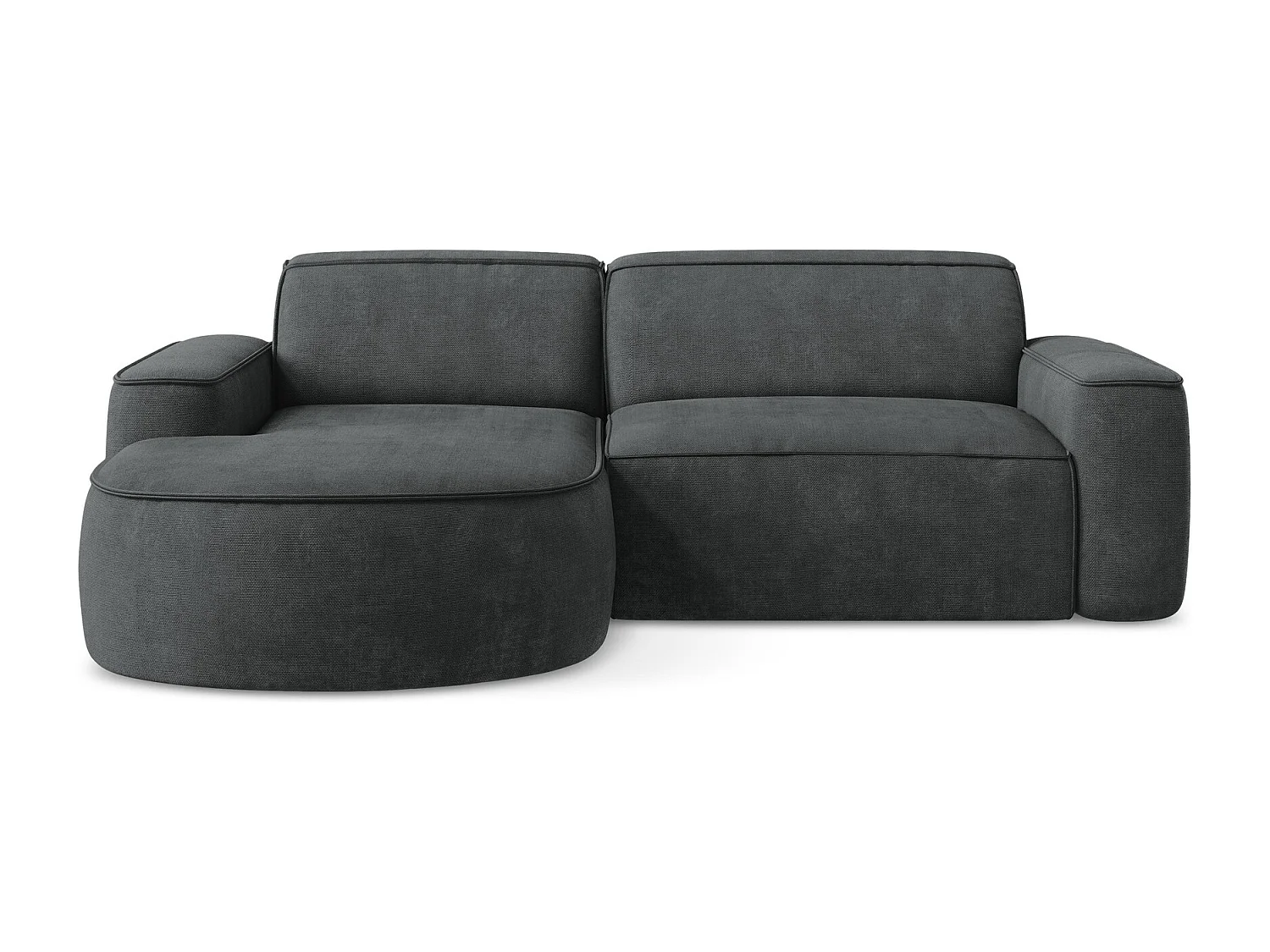 Modulaire hoekbank links van donkergrijs chenille stof - OMAO