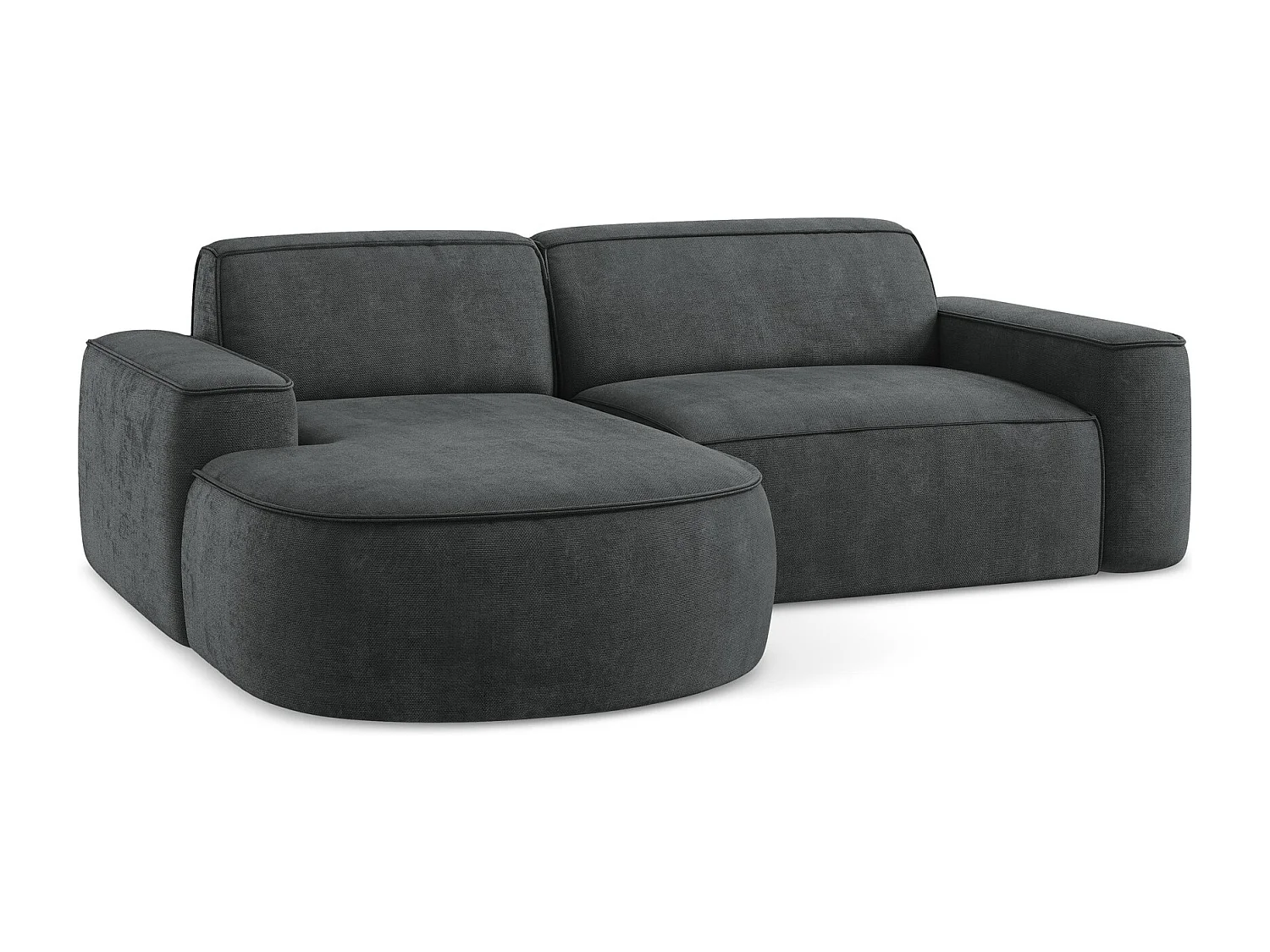 Modulaire hoekbank links van donkergrijs chenille stof - OMAO