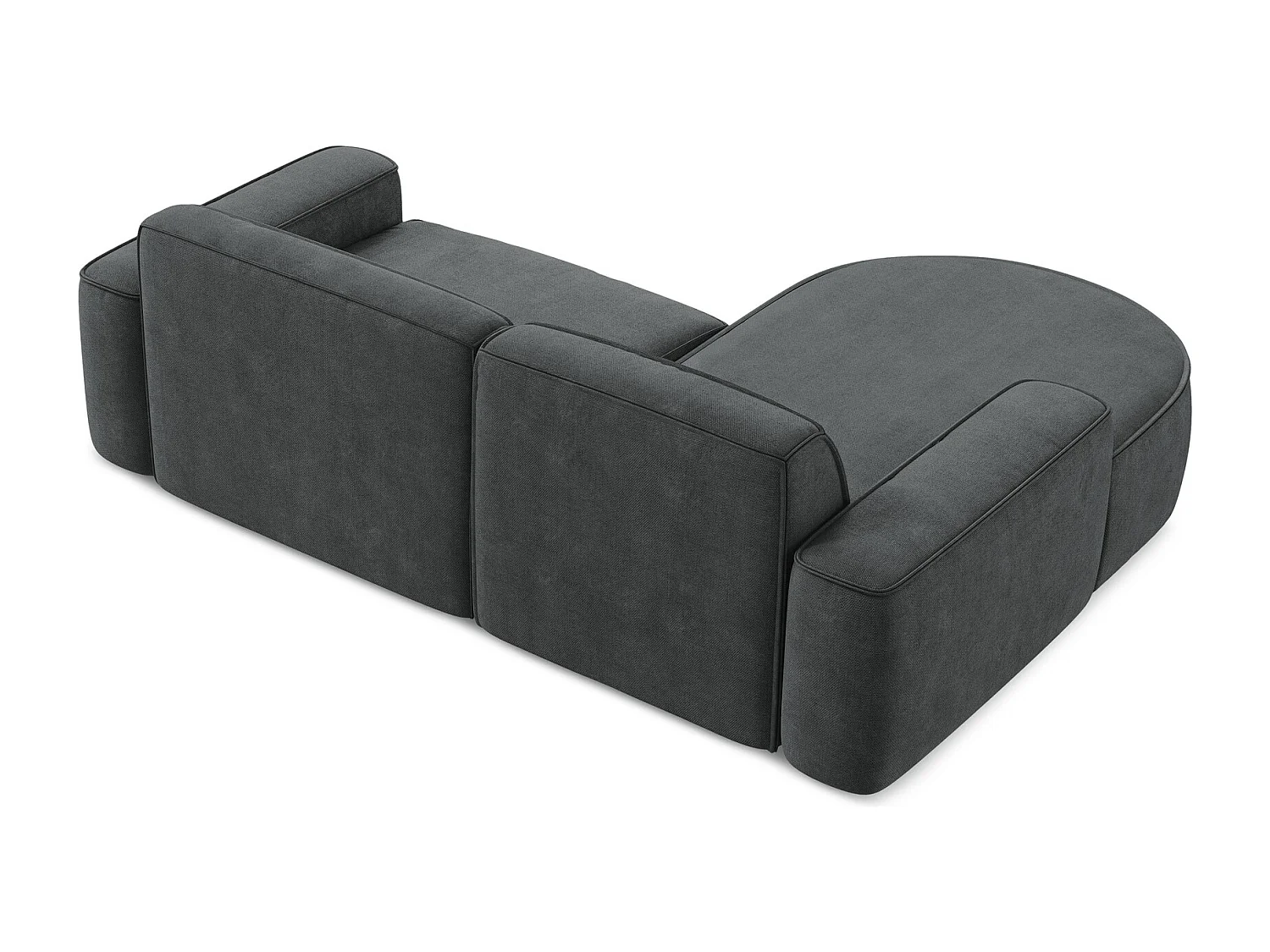 Modulaire hoekbank links van donkergrijs chenille stof - OMAO
