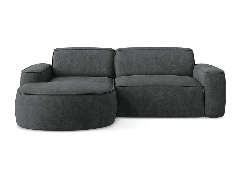 Canapé d'angle 2,5 places modulaire gauche en tissu chenille - gris foncé - OMAO