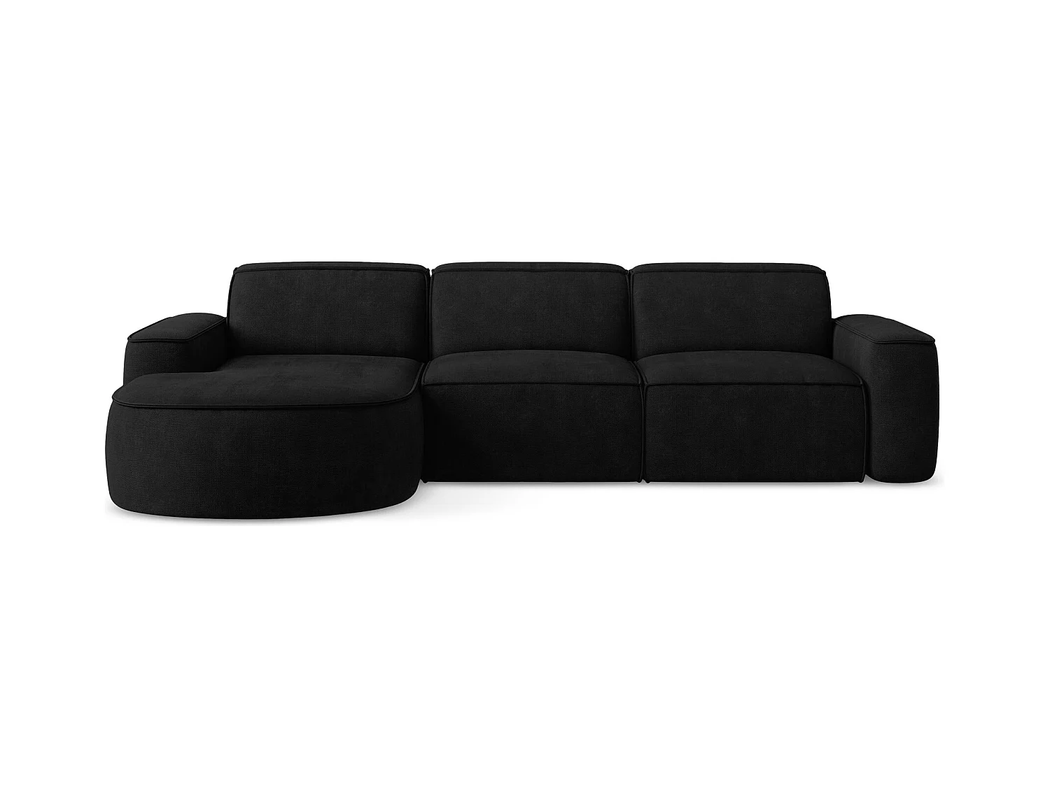 Canapé d'angle 3 places modulaire gauche en tissu chenille - noir - OMAO