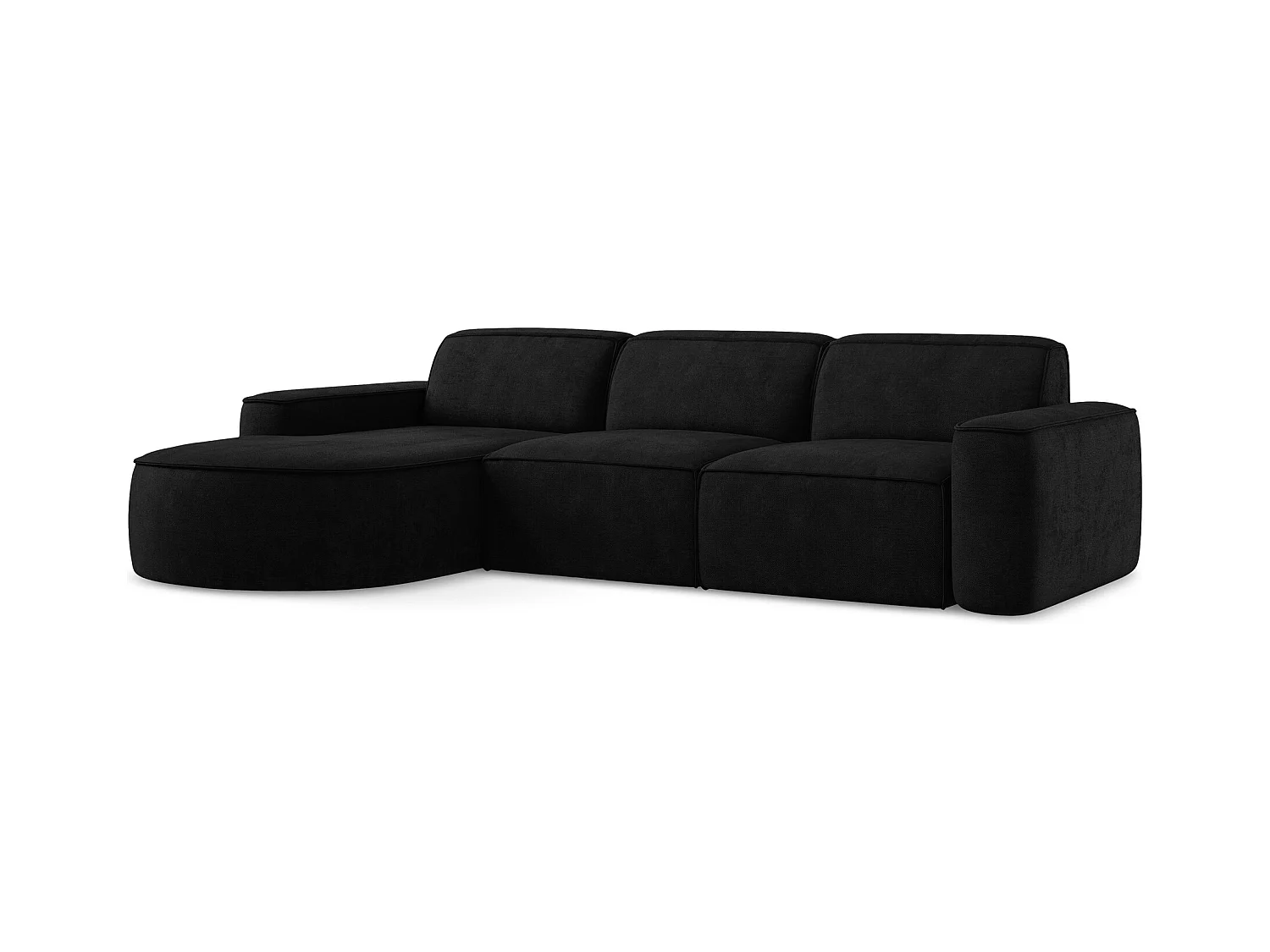Canapé d'angle 3 places modulaire gauche en tissu chenille - noir - OMAO