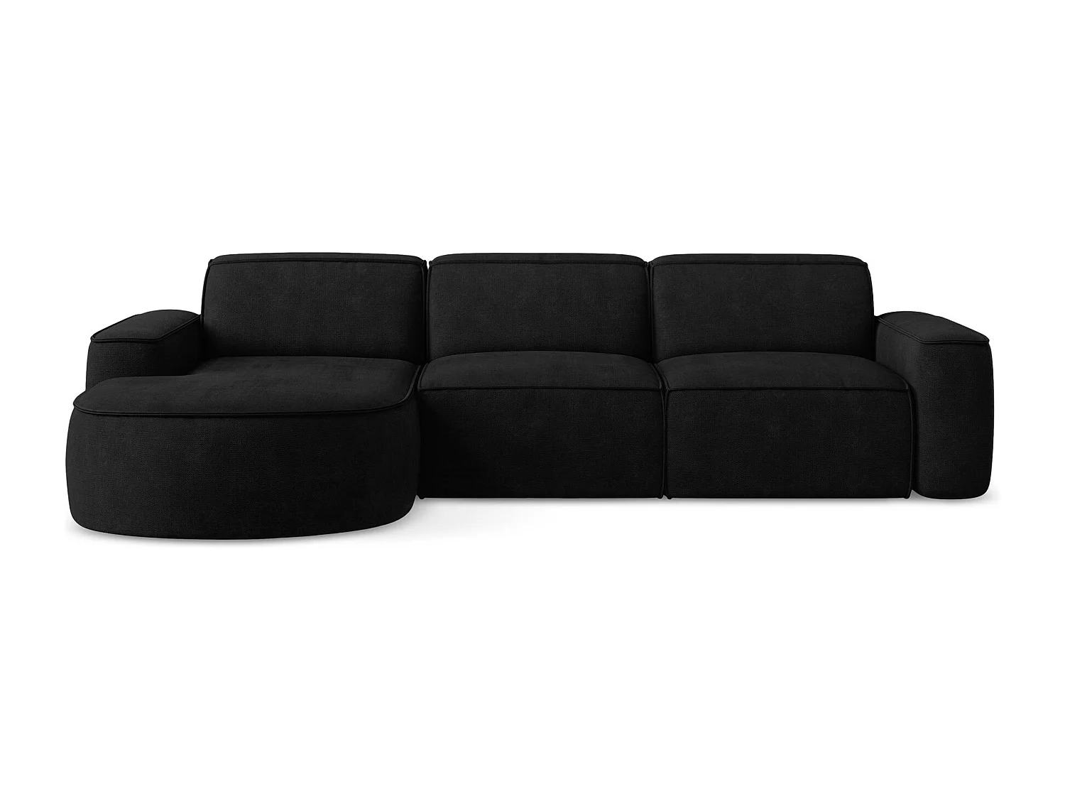 Canapé d'angle 3 places modulaire gauche en tissu chenille - noir - OMAO