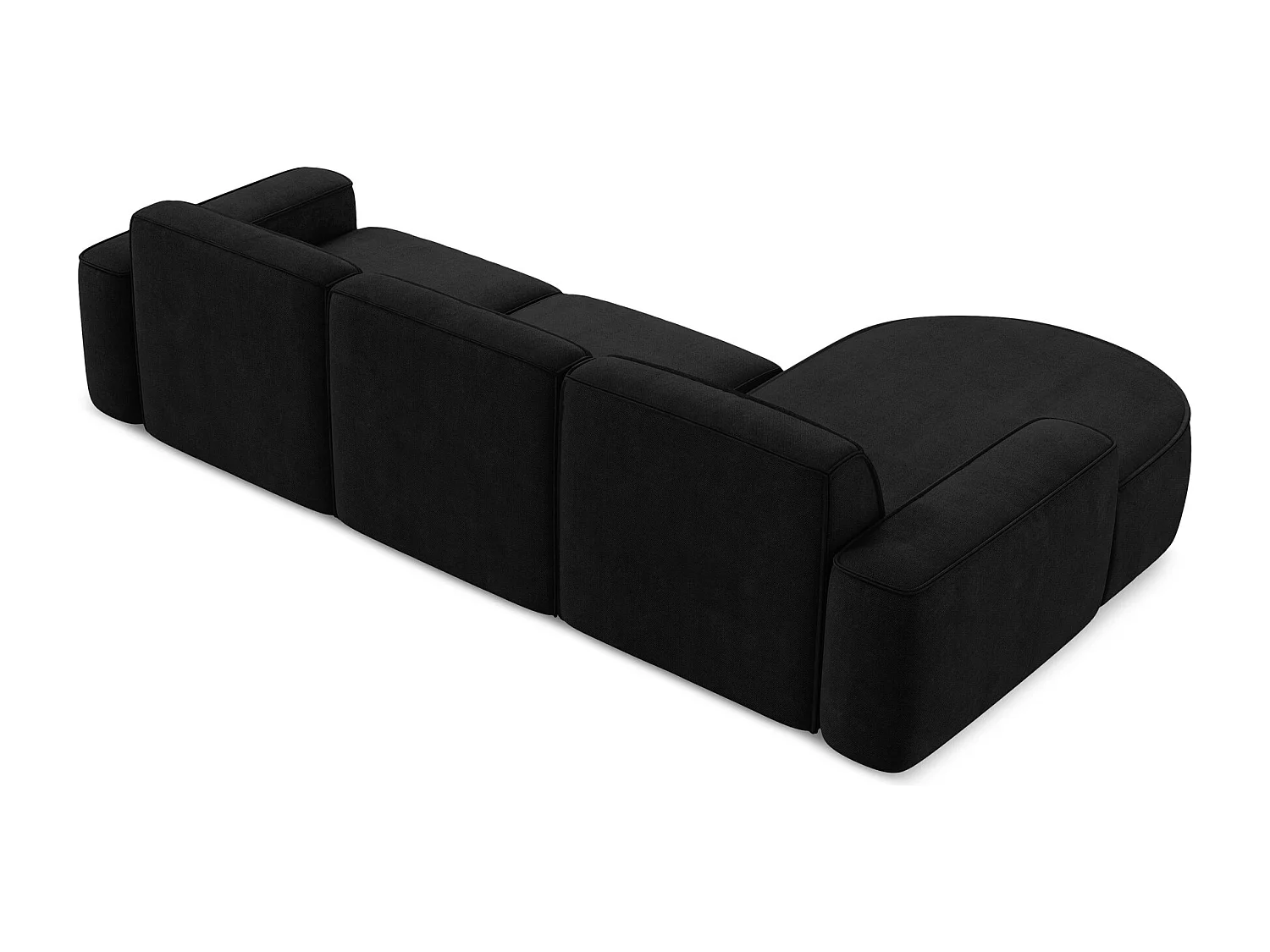 Canapé d'angle 3 places modulaire gauche en tissu chenille - noir - OMAO