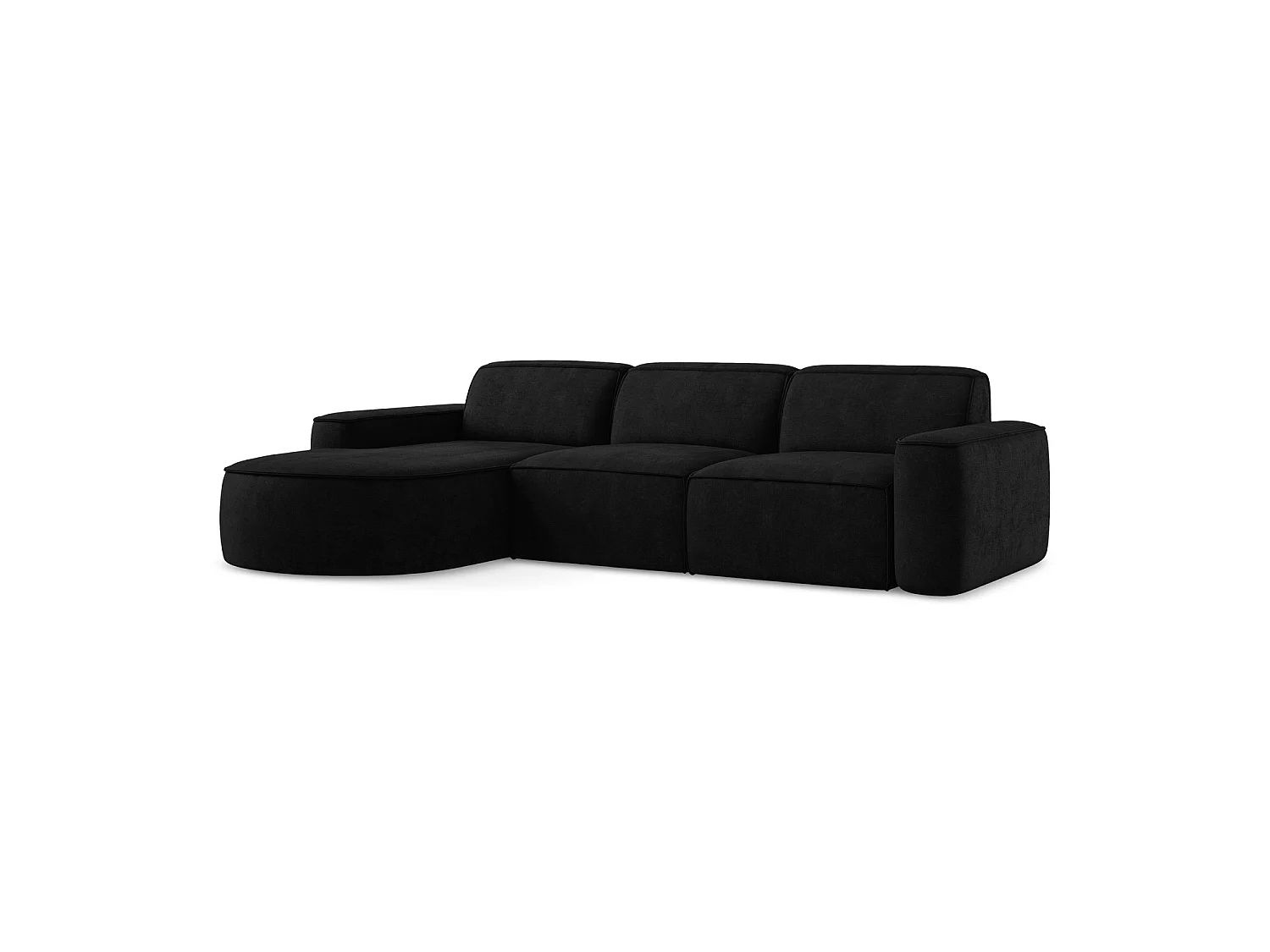 3-Sitzer Modulares Ecksofa - Ecke Links - Chenille - Schwarz - MELISSA