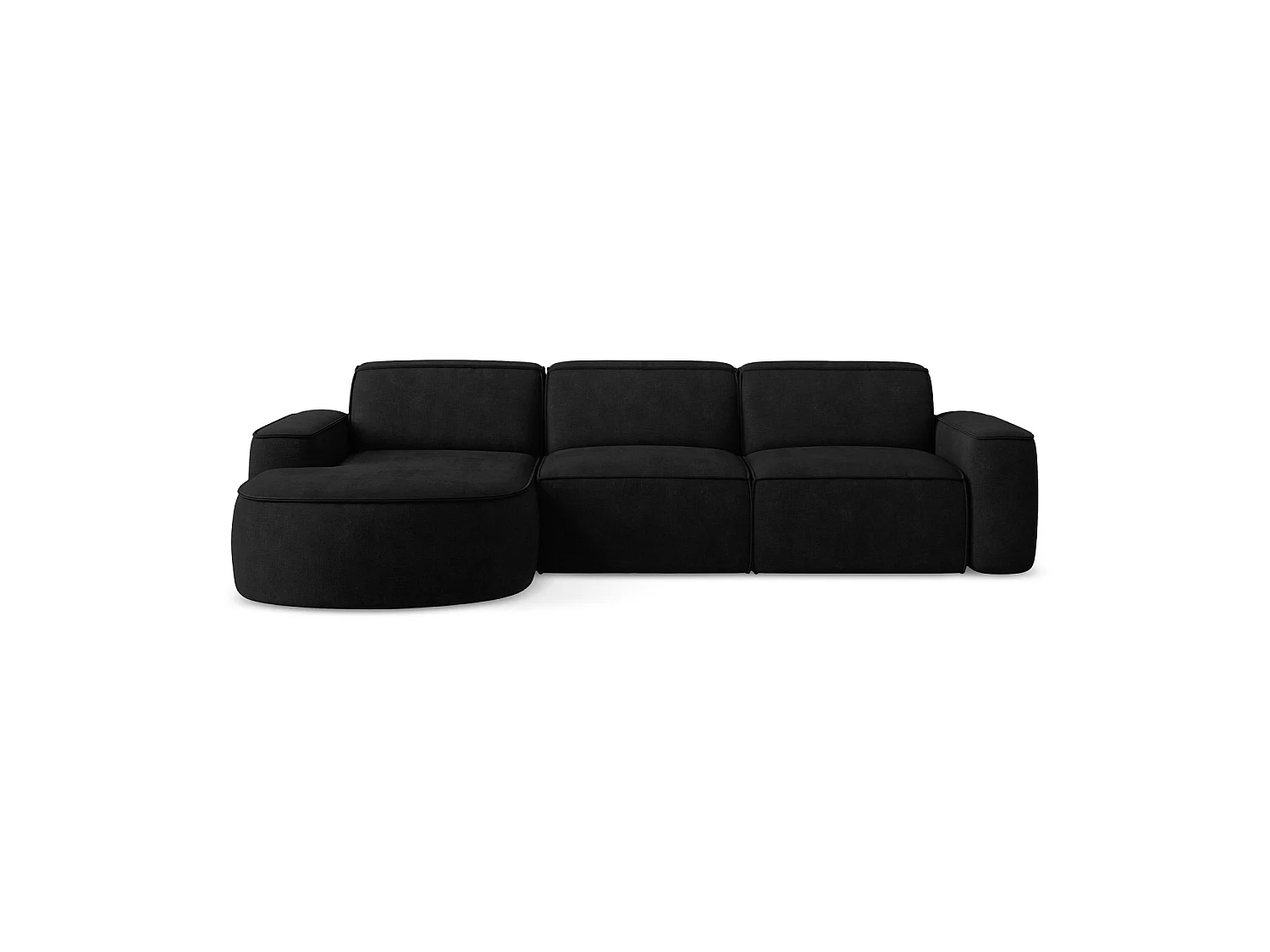 3-Sitzer Modulares Ecksofa - Ecke Links - Chenille - Schwarz - MELISSA