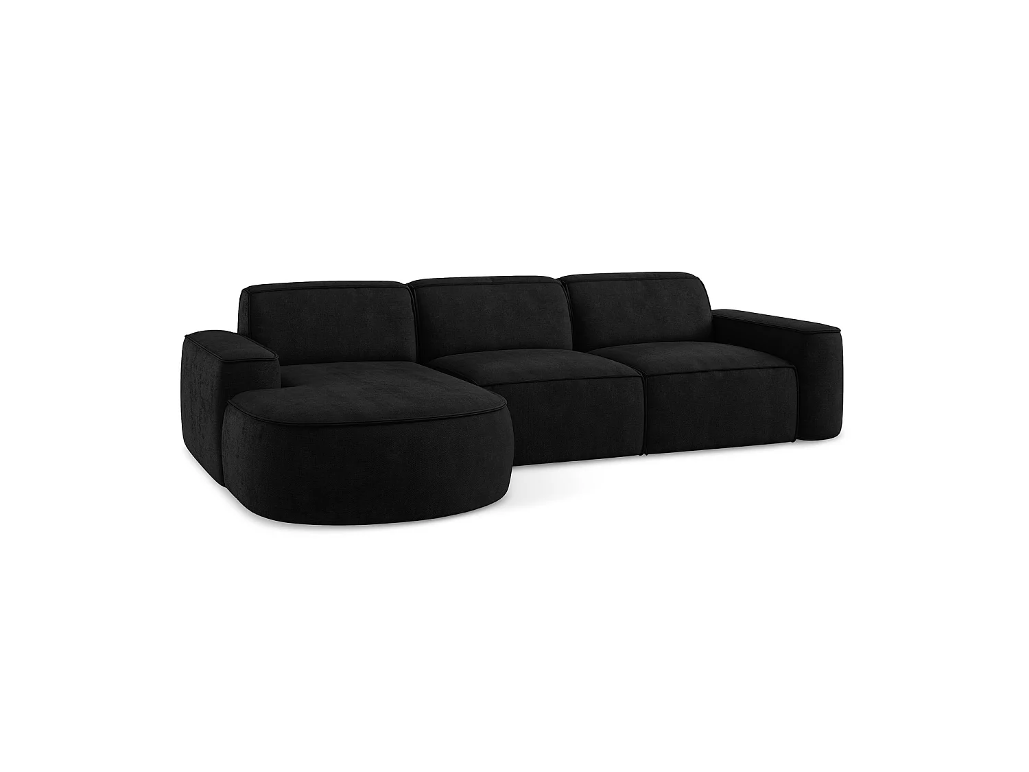 3-Sitzer Modulares Ecksofa - Ecke Links - Chenille - Schwarz - MELISSA